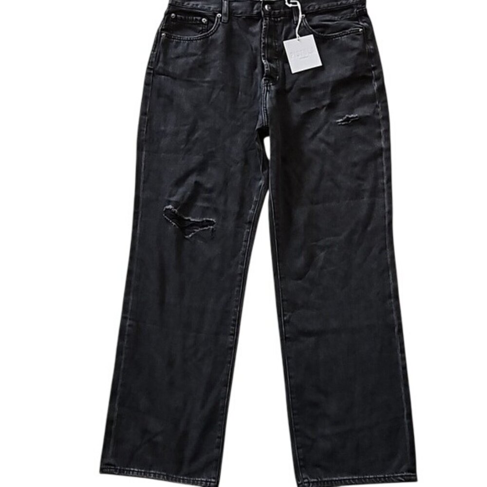 Pistola Super High Rise Straight Cassie Jean Size 32 New Faded Black Distressed
